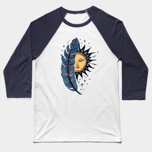 Boho Sun and Feather Tribal Style Baseball T-Shirt